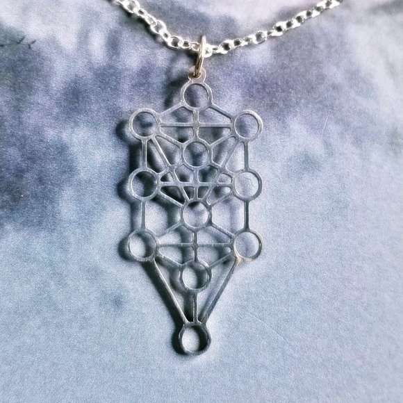 Baroque Vintage Jewelry - Qabalah / Kabbalah Tree of Life Silver Necklace